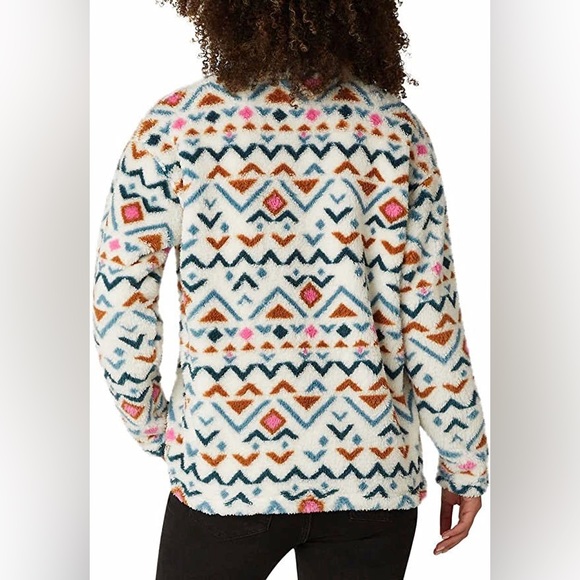 Eddie Bauer Women’s Vanilla Aztec Plush ¼ ZIp Size XL - Picture 2 of 11